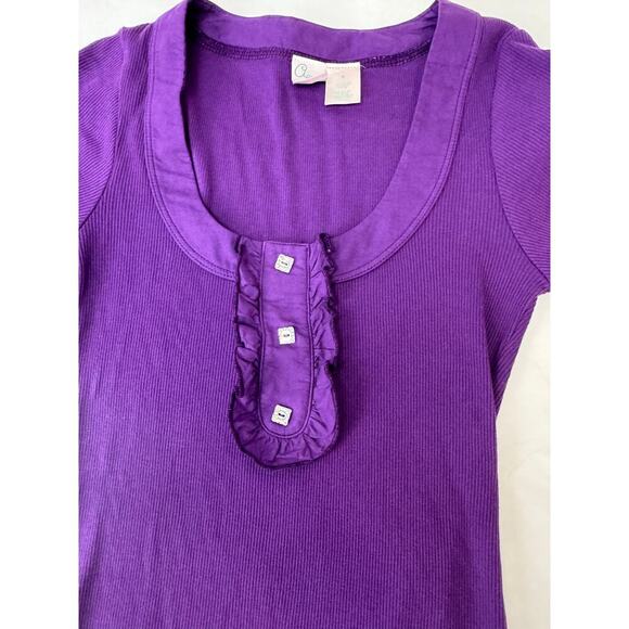 Vintage Y2K Aqua Rhinestones Fitted Ribbed 2000s Made USA Scoop Neckline Small - Picture 7 of 7